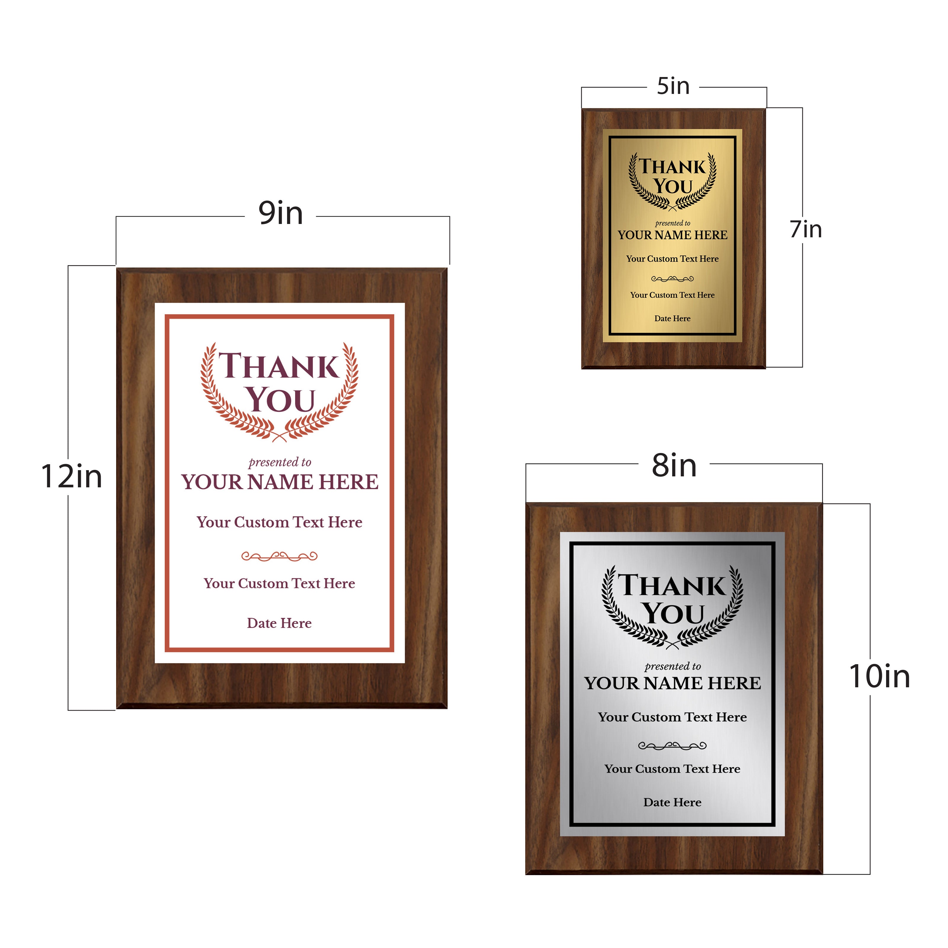 Thank You Gratitude and Appreciation Customizable Award Plaque |Easel Mount Option | Recognition of Achievement and Service Personalizable Plaques
