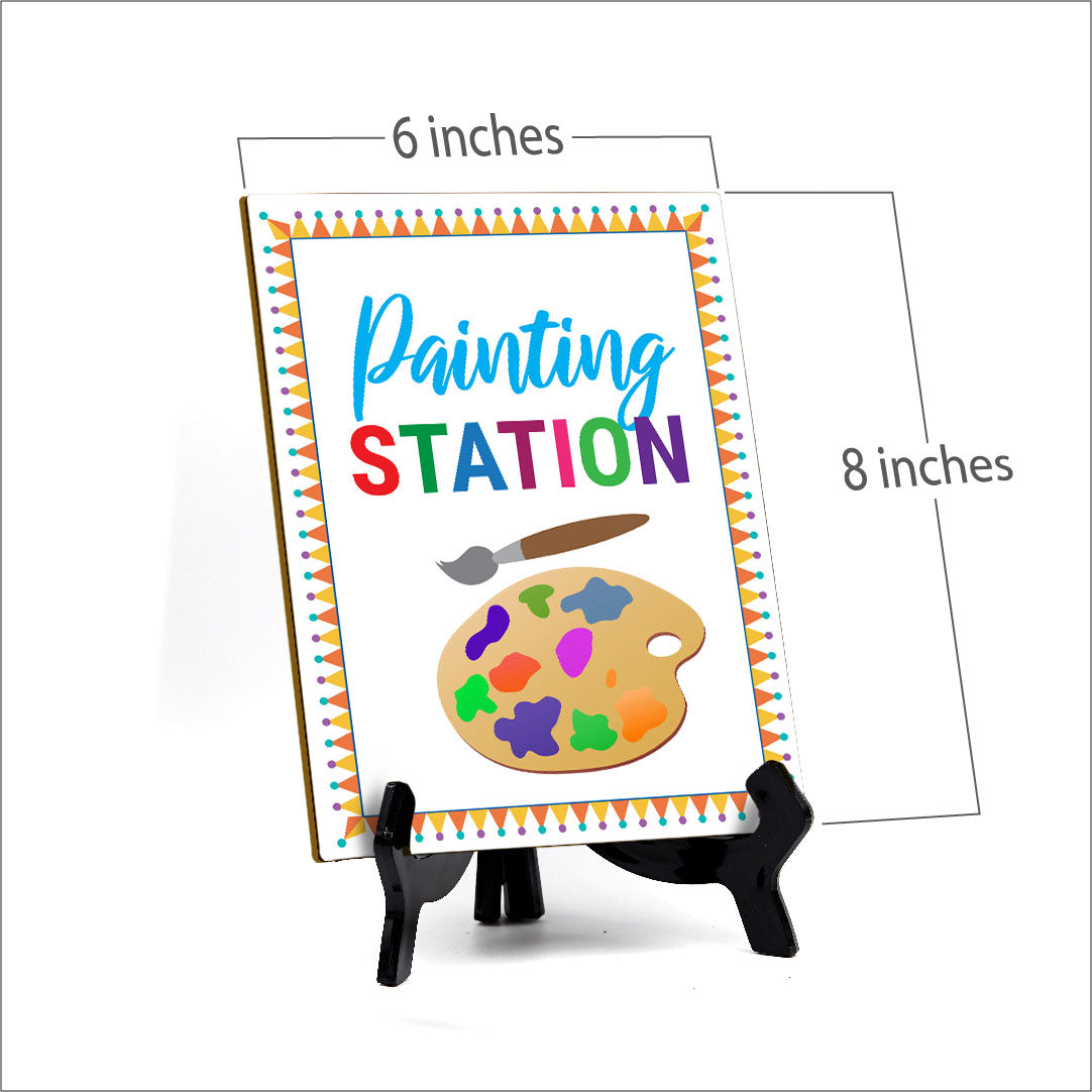 Signs ByLITA Painting Station 1, Table Sign with Acrylic Stand (6x8“)