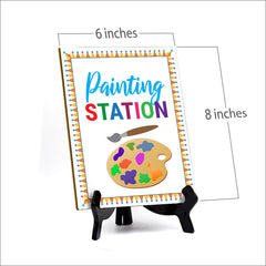 Signs ByLITA Painting Station 1, Table Sign with Acrylic Stand (6x8“)