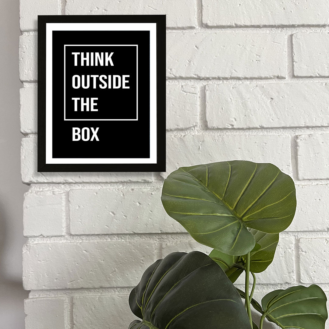 Designs ByLITA Think Outside The Box, Framed Wall Art Print | Positive Motivational Decor