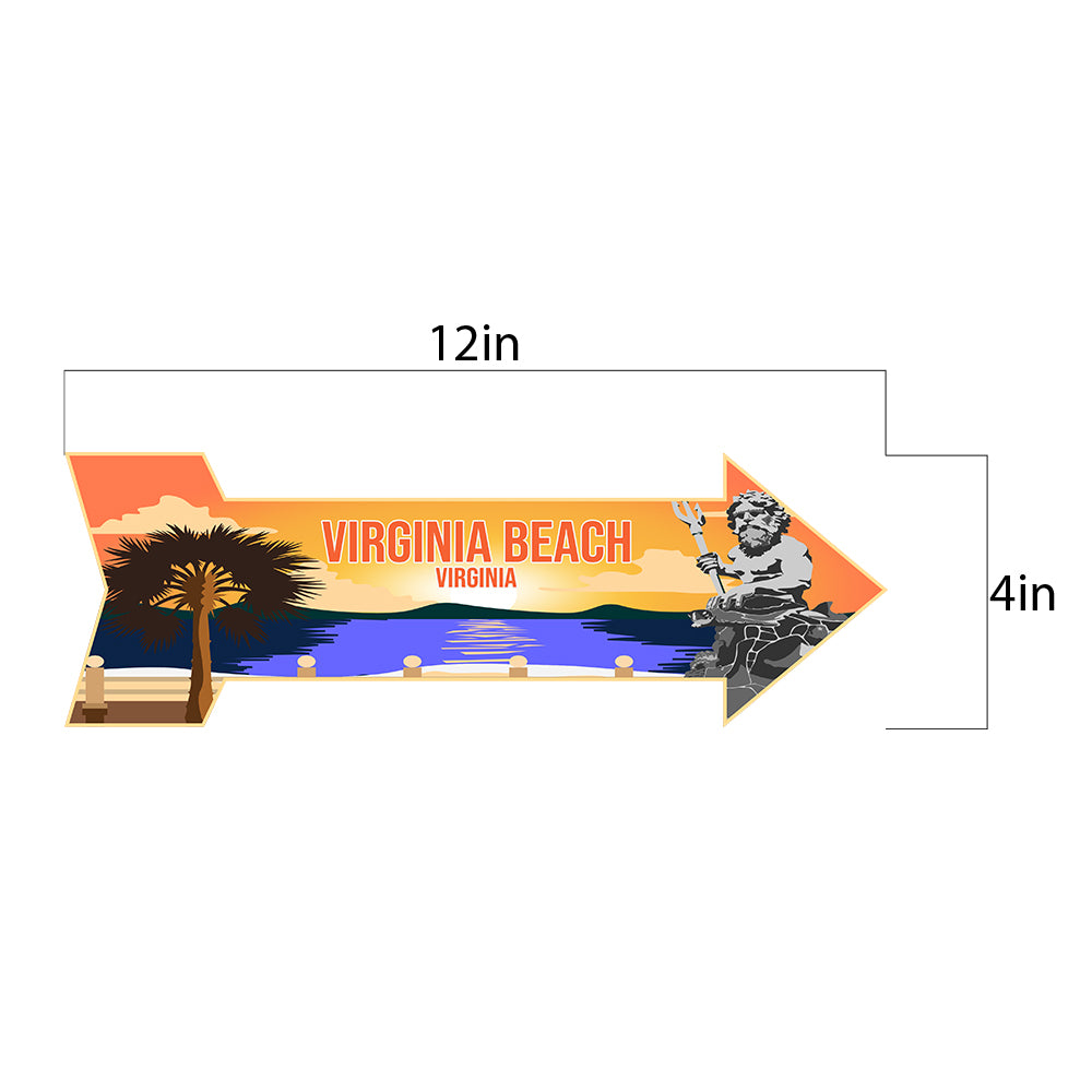 Arrow Shape Plus Virginia Beach, Virginia 12x4" Wall or Door Sign | Stylish Famous US Beach Souvenirs
