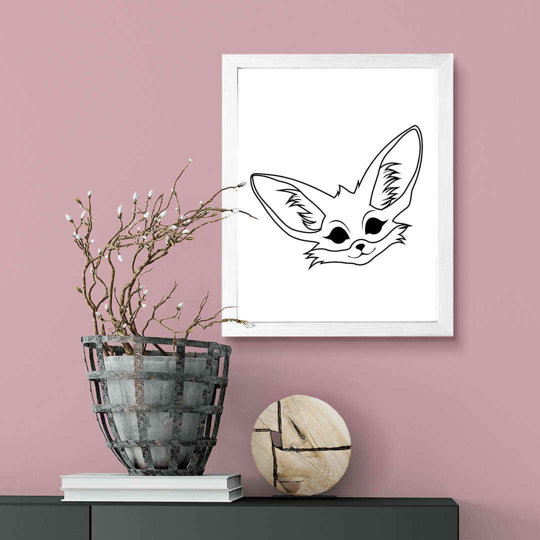 Designs ByLITA Fennec Fox Outlined version, Wall Print Animals Art | Family Presents | Bedroom | Stylish Kindergarten Decor