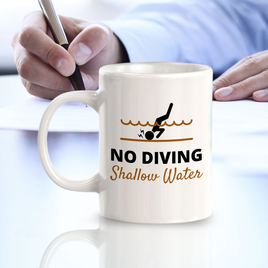 Designs ByLITA No Diving Shallow Water 11oz Plastic/Ceramic Coffee Mug