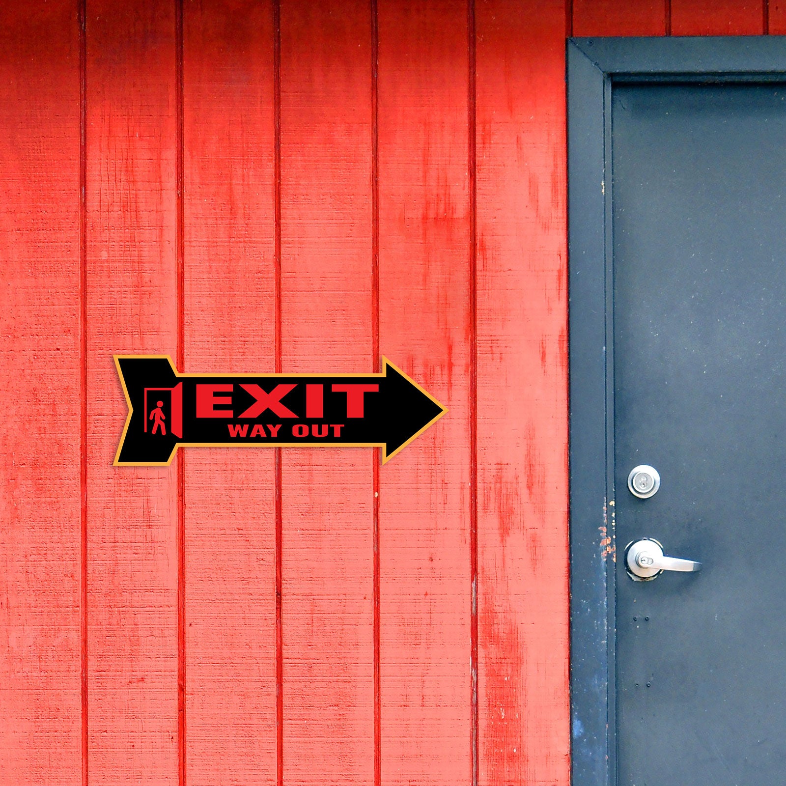 Arrow Shape Exit Way Out 12x4" Wall or Door Sign | Public Signage