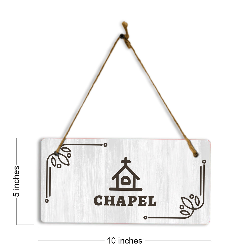 Chapel 5x10 Hanging Plus Wall or Door Sign | Religious Rustic Wood Sign