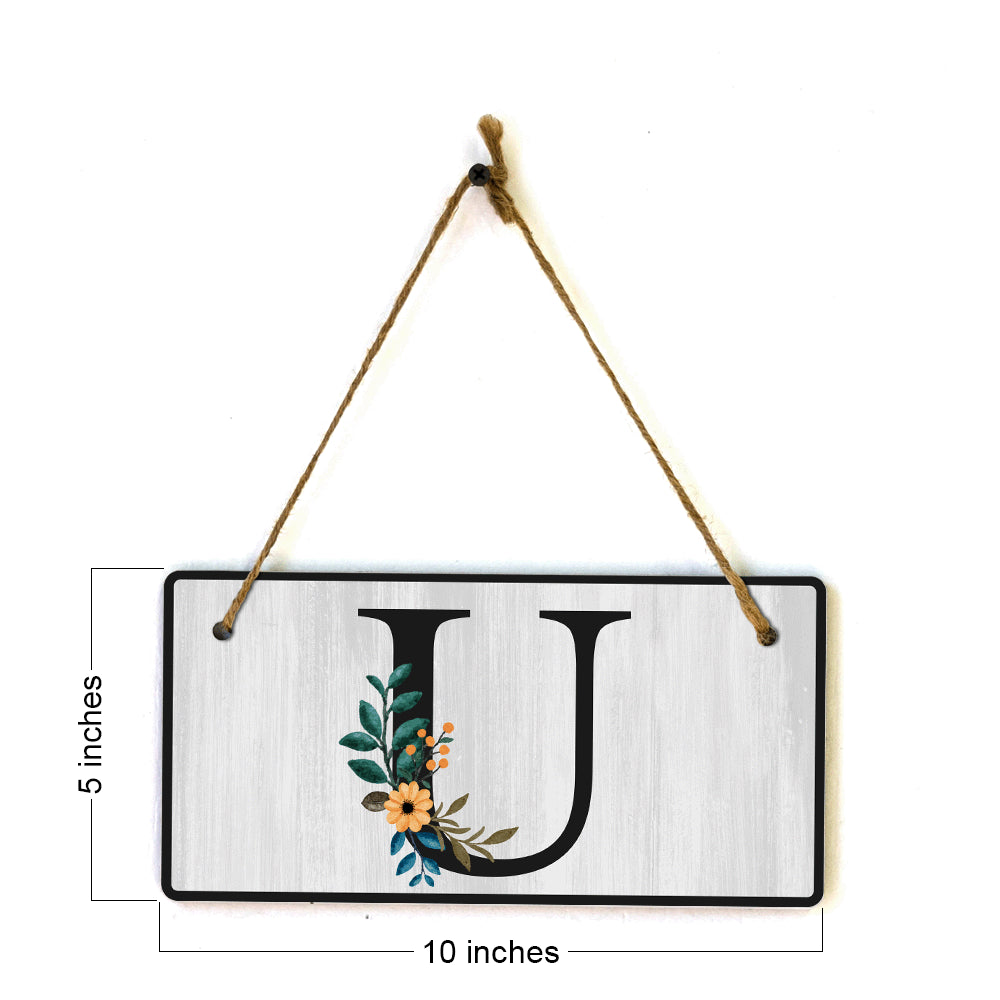 U Flower Decor 5x10 Hanging Wall or Door Sign | Alphabet Letter Room Decoration