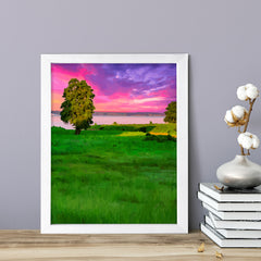 Rose Tinted Rural Sunset, Framed Print Sign Easy Installation | Beautiful Sunsets | Stylish Modern Decoration For The Home and Office