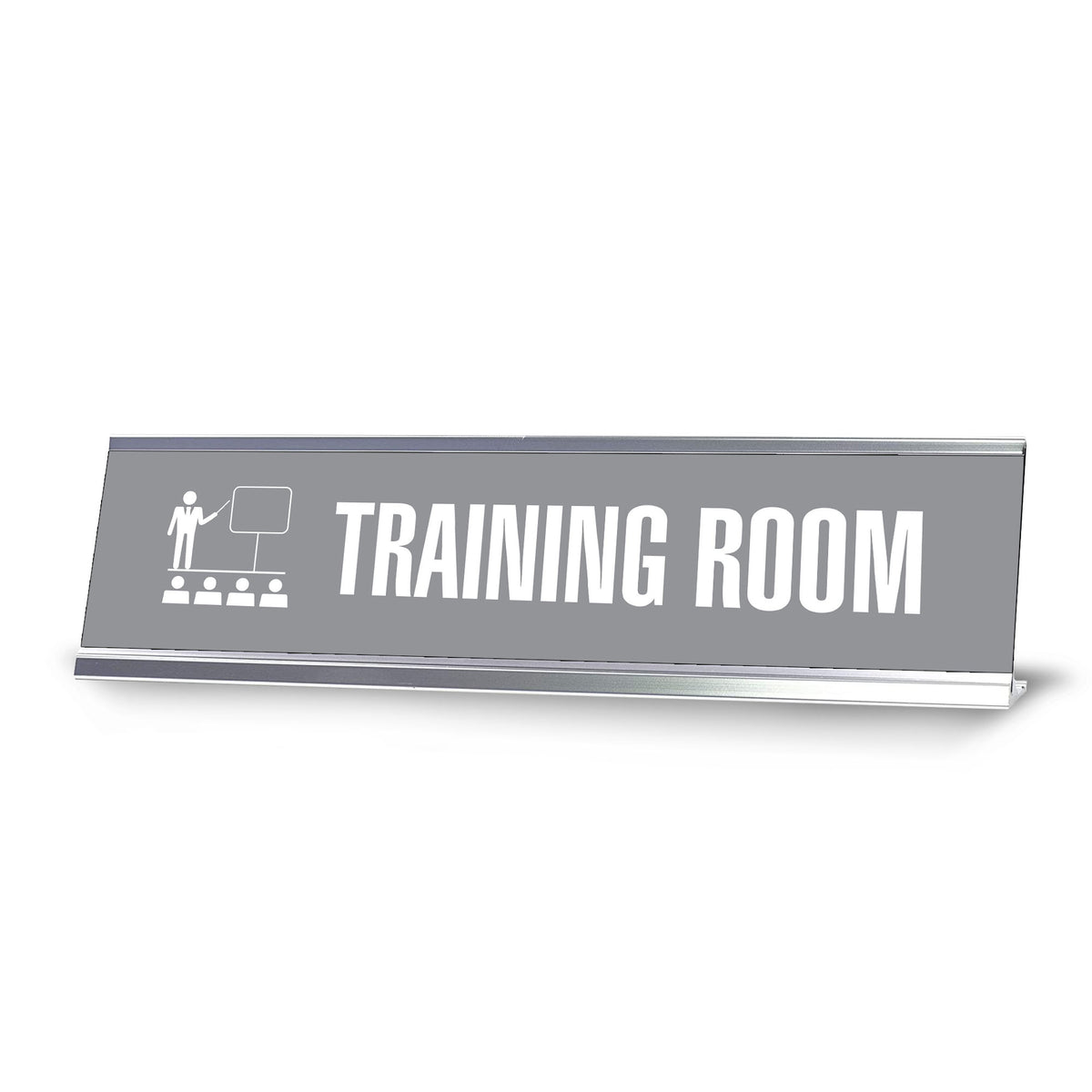 Training Room, Grey Silver Frame, Desk Sign (2x8")