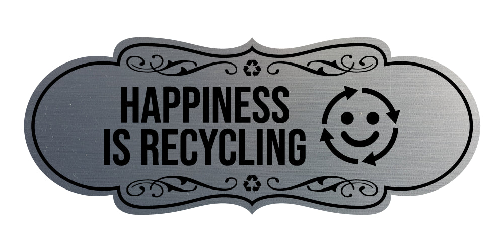 Signs ByLITA Designer Happiness Is Recycling Wall or Door Sign