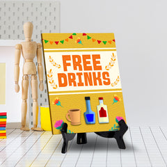 Signs ByLITA Free Drinks 2, Table Sign with Acrylic Stand (6x8“)
