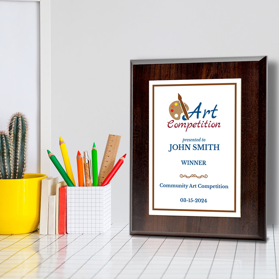 Art Competition Customizable Award Plaque | Easel Mount Option | Achievement and Recognition Personalizable Plaques