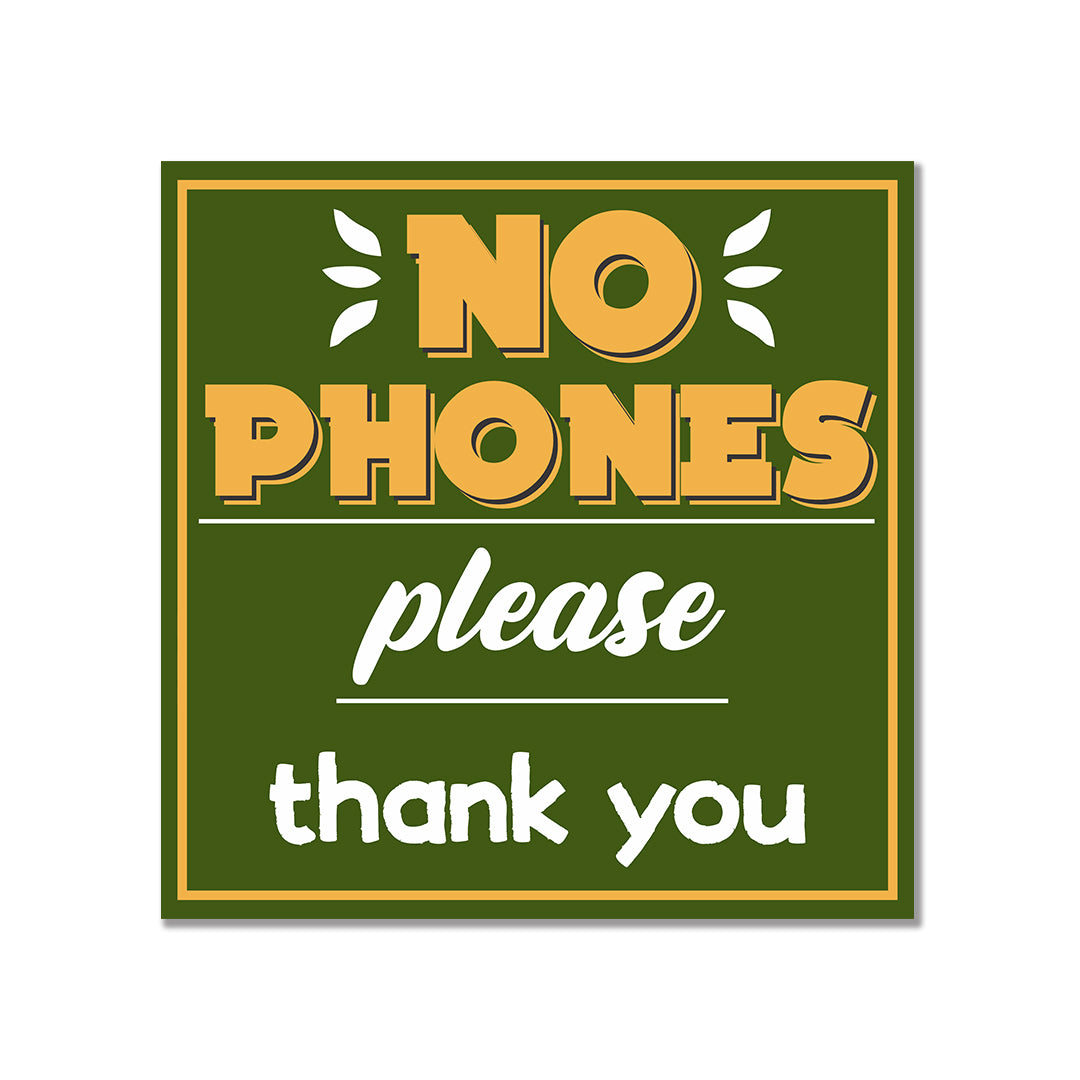 Square Plus No Phones Please Thank You Wall or Door Sign | Public Spaces Signage