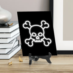 Skull Neon Graphic Style Table Sign with Acrylic Stand (6x8“) | Live Streamer Gaming Themed Decoration