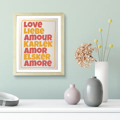 Designs ByLITA Love Liebe Amour Karlek Amor Elsker Amore, Wall Print Art | Funky Home Decor