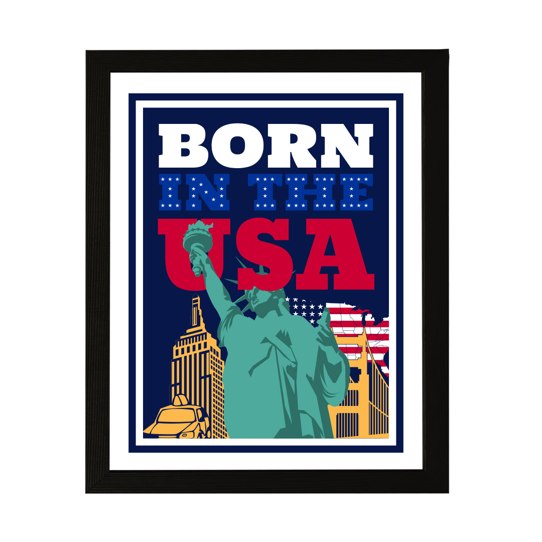 Designs ByLITA Born in the USA, Wall Print Art | USA Patriotic Decoration (Unframed or Framed)