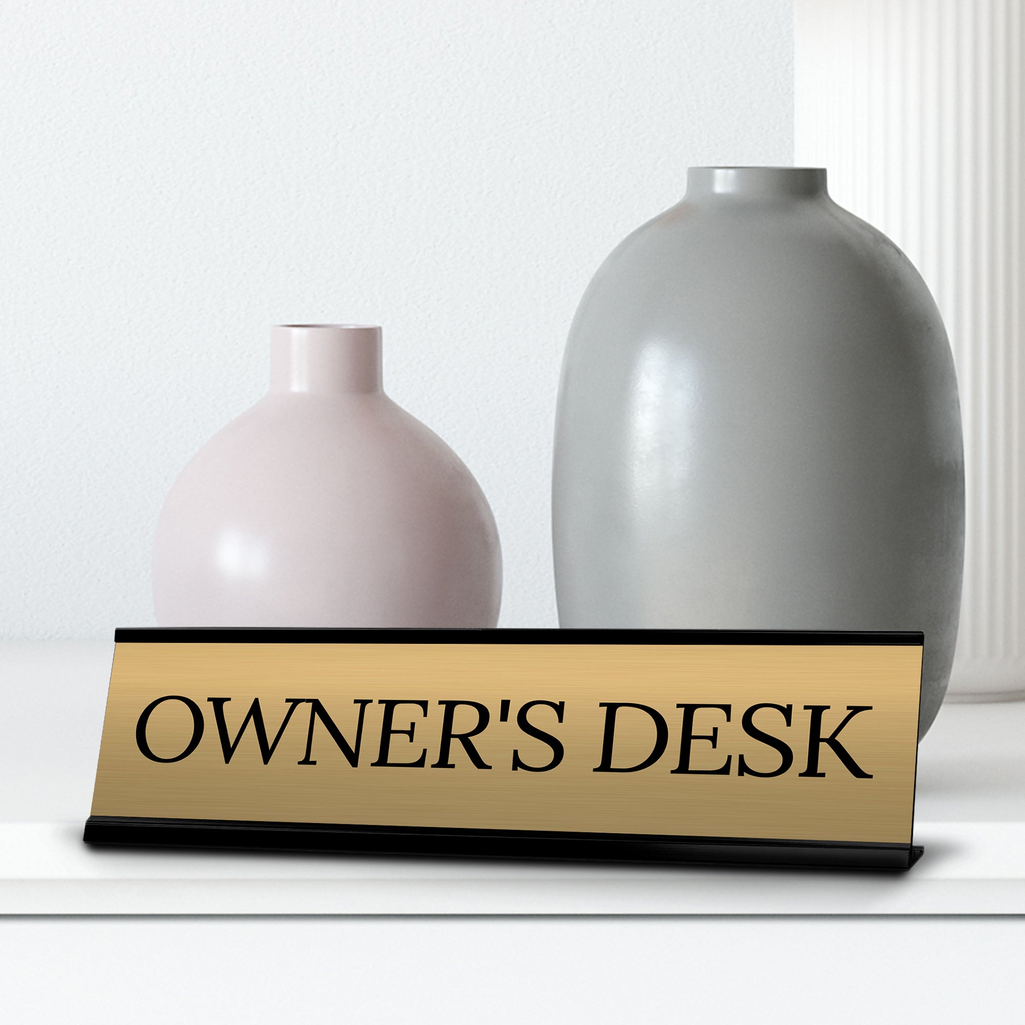 Signs ByLITA Owner's Desk Office Decoration Gift Black Frame Desk Sign (2x8")