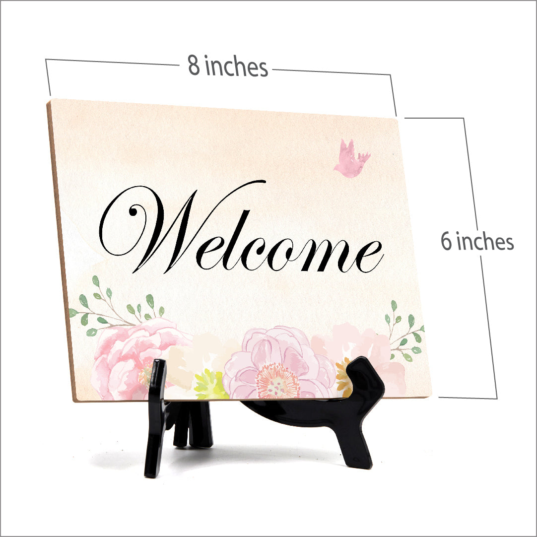 Welcome Table Sign with Easel Stand, 6" x 8"
