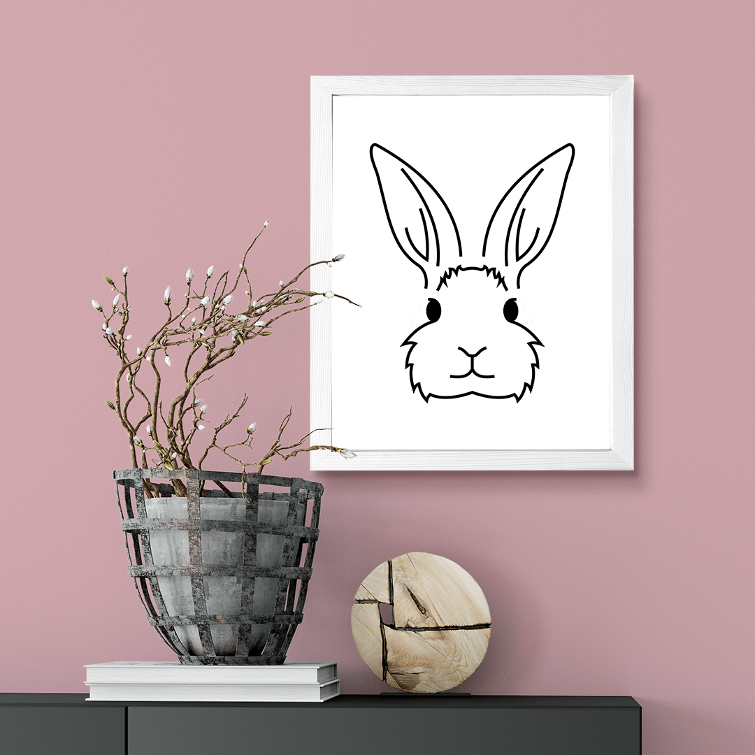Designs ByLITA Bunny Outlined version, Wall Print Animals Art | Family Presents | Bedroom | Stylish Kindergarten Decor