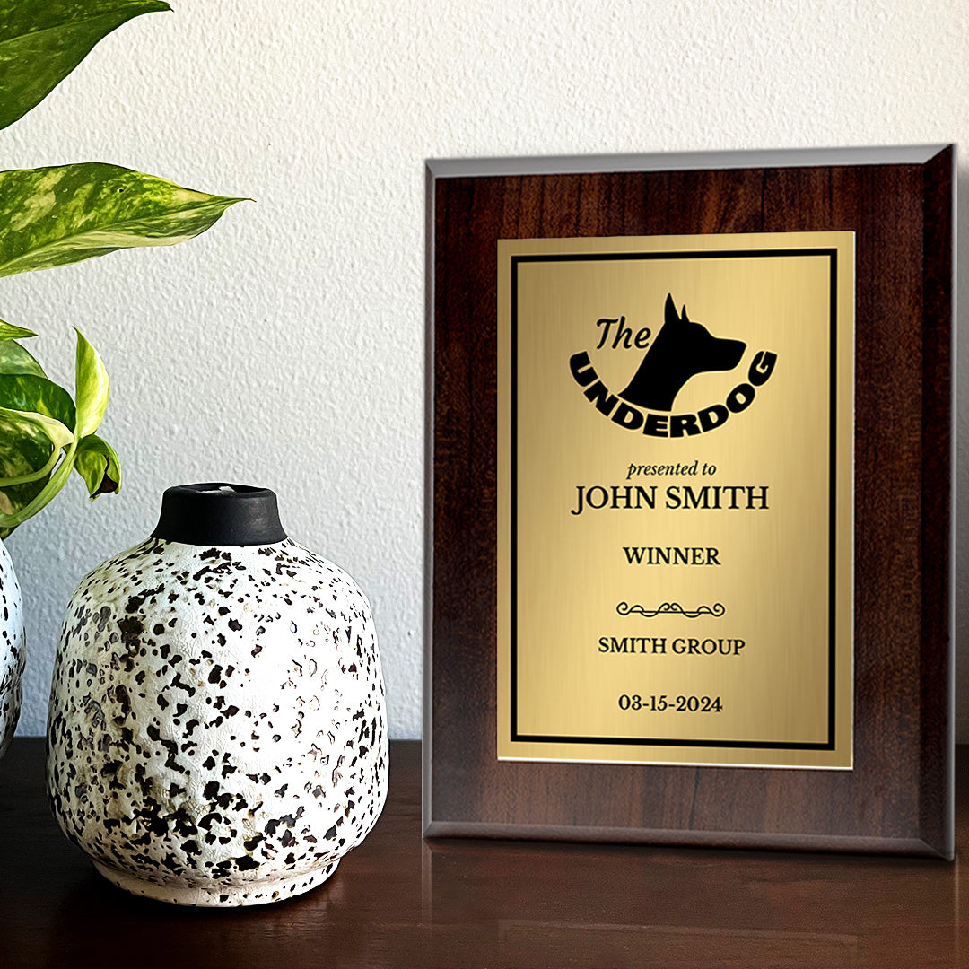 The Underdog Customizable Award Plaque | Easel Mount Option | Achievement and Recognition Personalizable Plaques