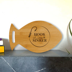 Designs ByLITA Hook Line and Sinker 14 x 8.5" Fish Shape Cutting Board | Kitchen Chopping Board