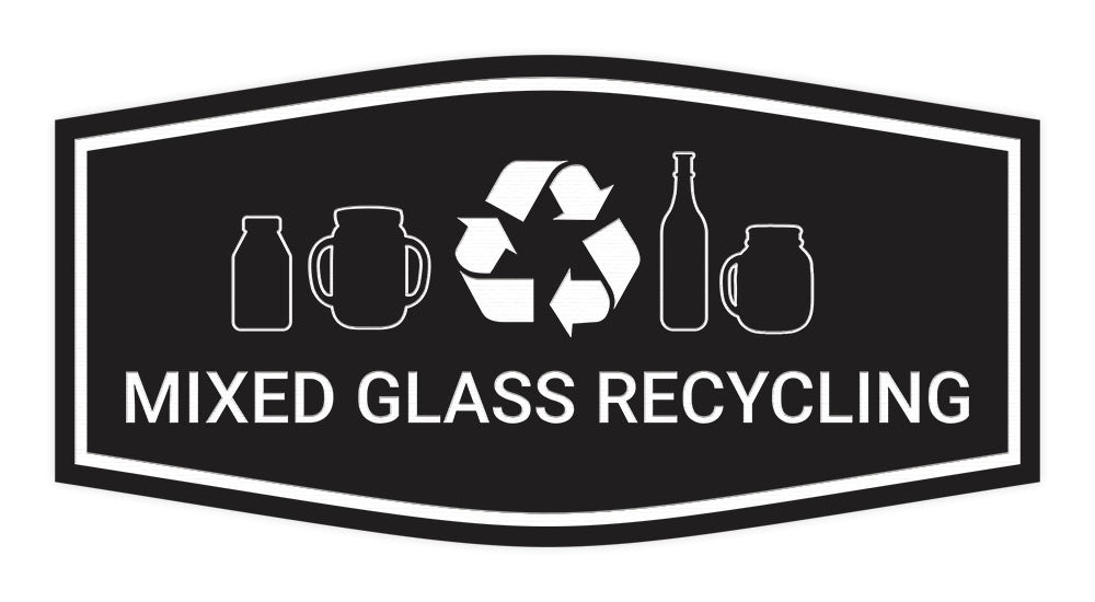 Fancy Mixed Glass Recycling Wall or Door Sign