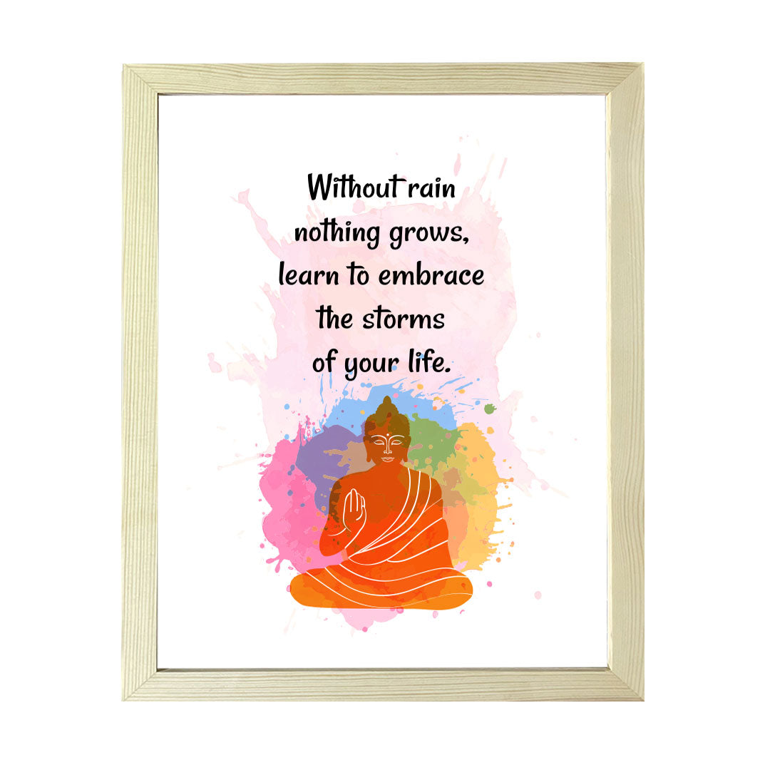 Designs ByLITA Without Rain Nothing Grows, Learn To Embrace The Storms Of Your Life. Framed Wall Art Print | Buddhist Quotes Motivational Decor