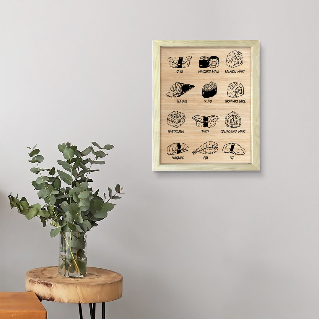 Designs ByLITA Sushi Variety, Framed Print Inspirational Wall Art | Decoration For Sushi Lovers