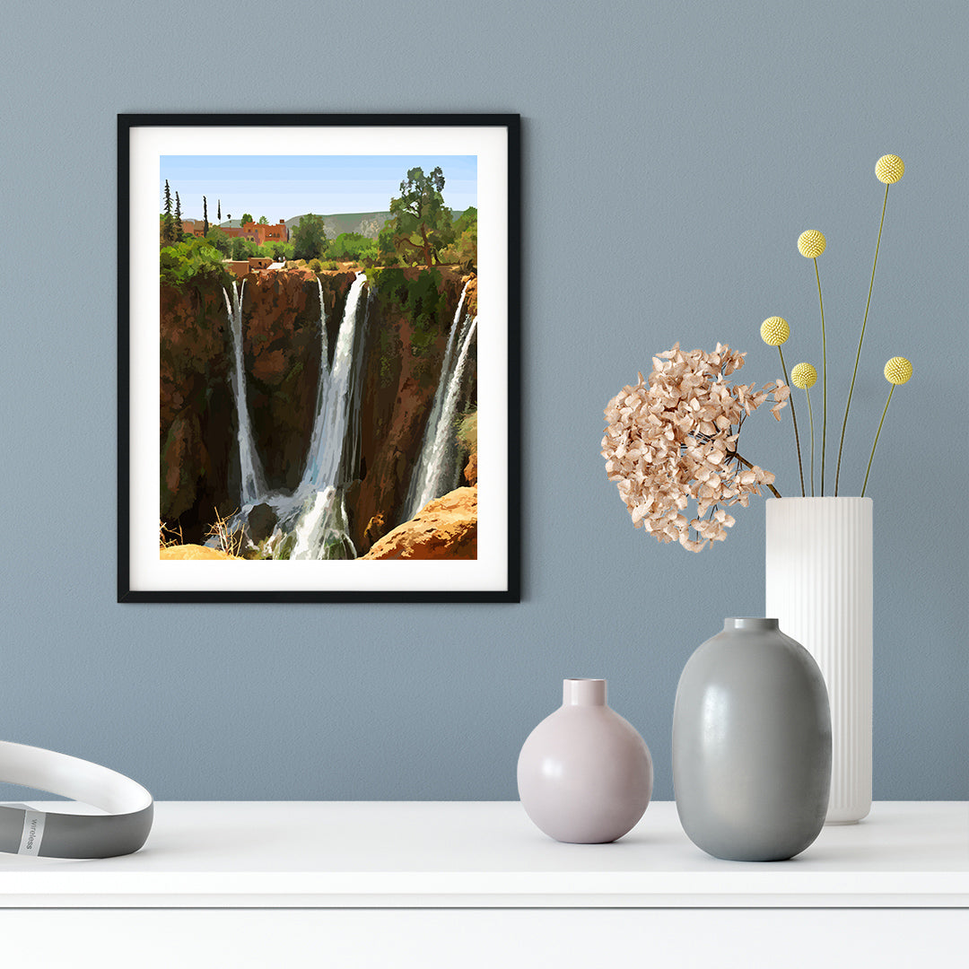 Designs ByLITA Tranquil Mediterranean Waterfall, Wall Print Art | Old Masterpieces | Stylish Modern Decoration For The Home and Office