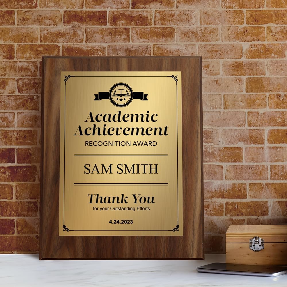 Signs ByLITA Customizable Academic Achievement Award Wooden Plaque Award with Easel Stand, Engraved Gift for winners of awards, certificates and achievements…