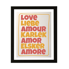 Designs ByLITA Love Liebe Amour Karlek Amor Elsker Amore, Wall Print Art | Funky Home Decor