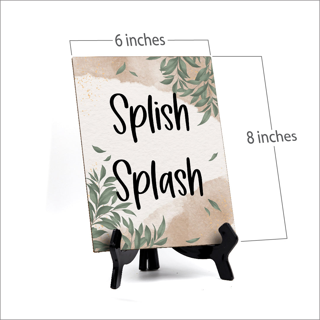 Splish Splash Table Sign with Green Leaves Design (6 x 8")