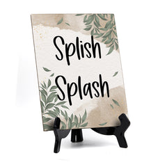 Splish Splash Table Sign with Green Leaves Design (6 x 8")