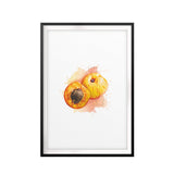 Peach Watercolor UNFRAMED Print Fruit Wall Art
