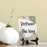 Restroom This Way Table Sign with Green Leaves Design (6 x 8")