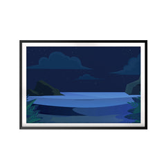 Lake At Night Landscape UNFRAMED Print Scenary Wall Art