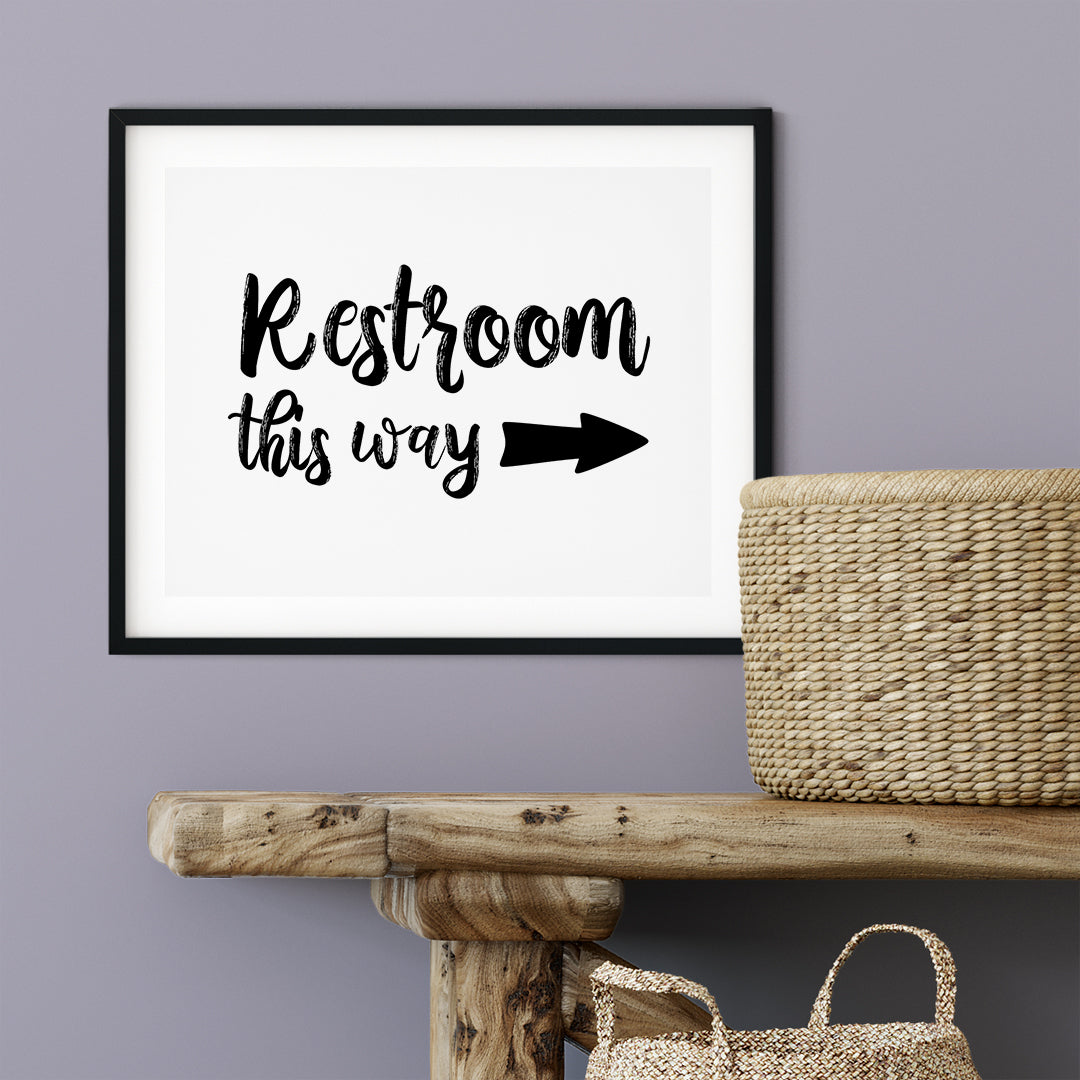 Restrooms This Way (Right Arrow) UNFRAMED Print Business & Events Decor Wall Art