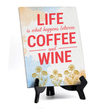 Signs ByLita Life is what happens between coffee and wine, Blue Watercolor Table Sign (6 x 8