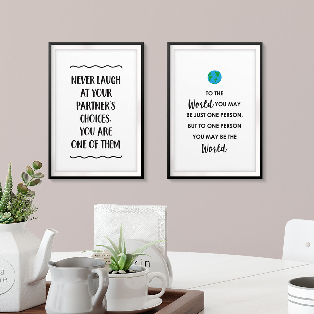 Cute Couples Quotes Wall Art UNFRAMED Print (2 Pack)