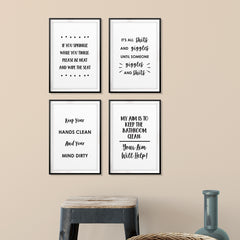 Toilet Humour Wall Art UNFRAMED Print (4 Pack)