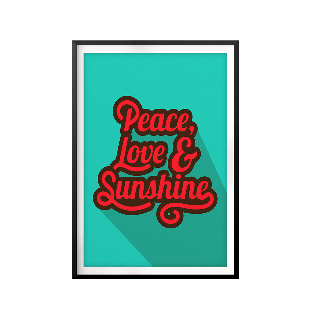 Peace, Love & Sunshine UNFRAMED Print Retro Wall Art