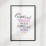 Change Your Thoughts And You'll Change Your World UNFRAMED Print Home Décor, Quote Wall Art