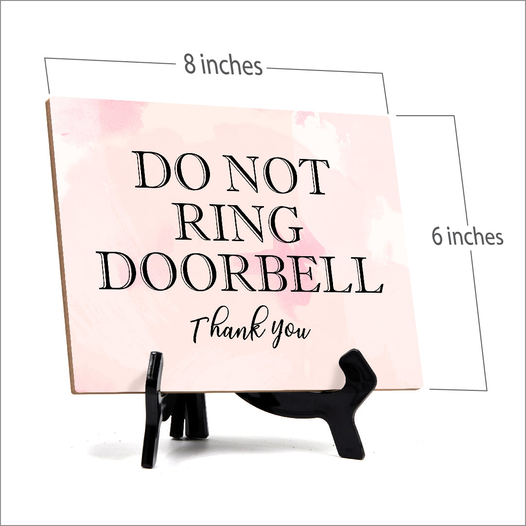 Do Not Ring Doorbell Thank You Table or Counter Sign with Easel Stand, 6" x 8"