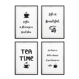 Tea & Coffee Appreciation Wall Art UNFRAMED Print (4 Pack)