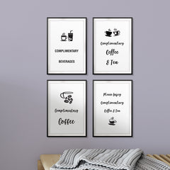 Complimentary Tea & Coffee Wall Art UNFRAMED Print (4 Pack)