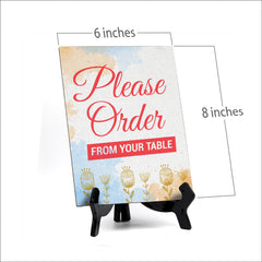 Signs ByLita Please Order from your Table, Blue Watercolor Table Sign (6 x 8")