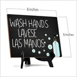 Signs ByLITA Wash Hands Lavese Las Manos, Hygiene Sign, 6" x 8"