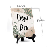 Deja Poo Table Sign with Green Leaves Design (6 x 8")