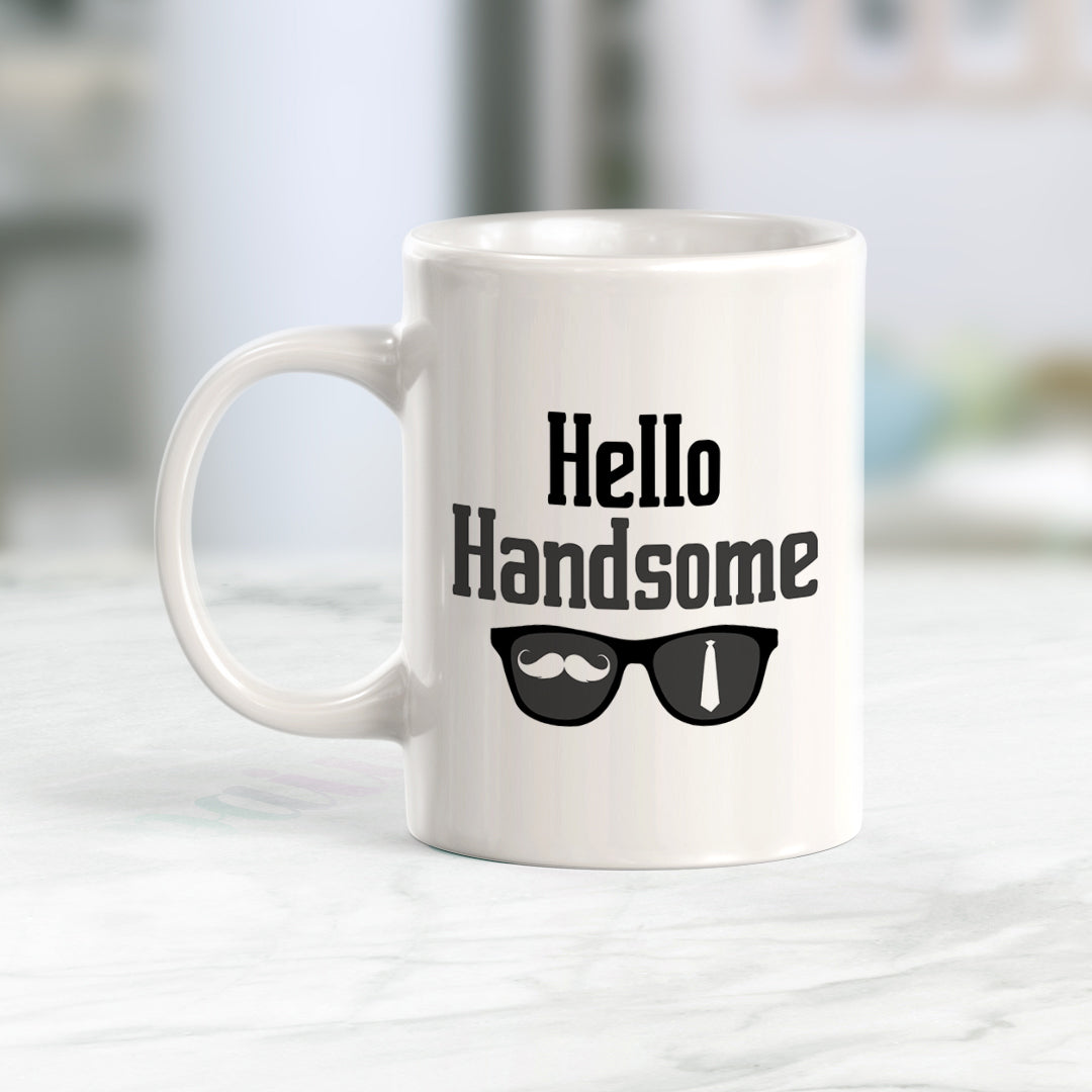 Hello Handsome Moustache, Novelty Coffee Mug Drinkware Gift