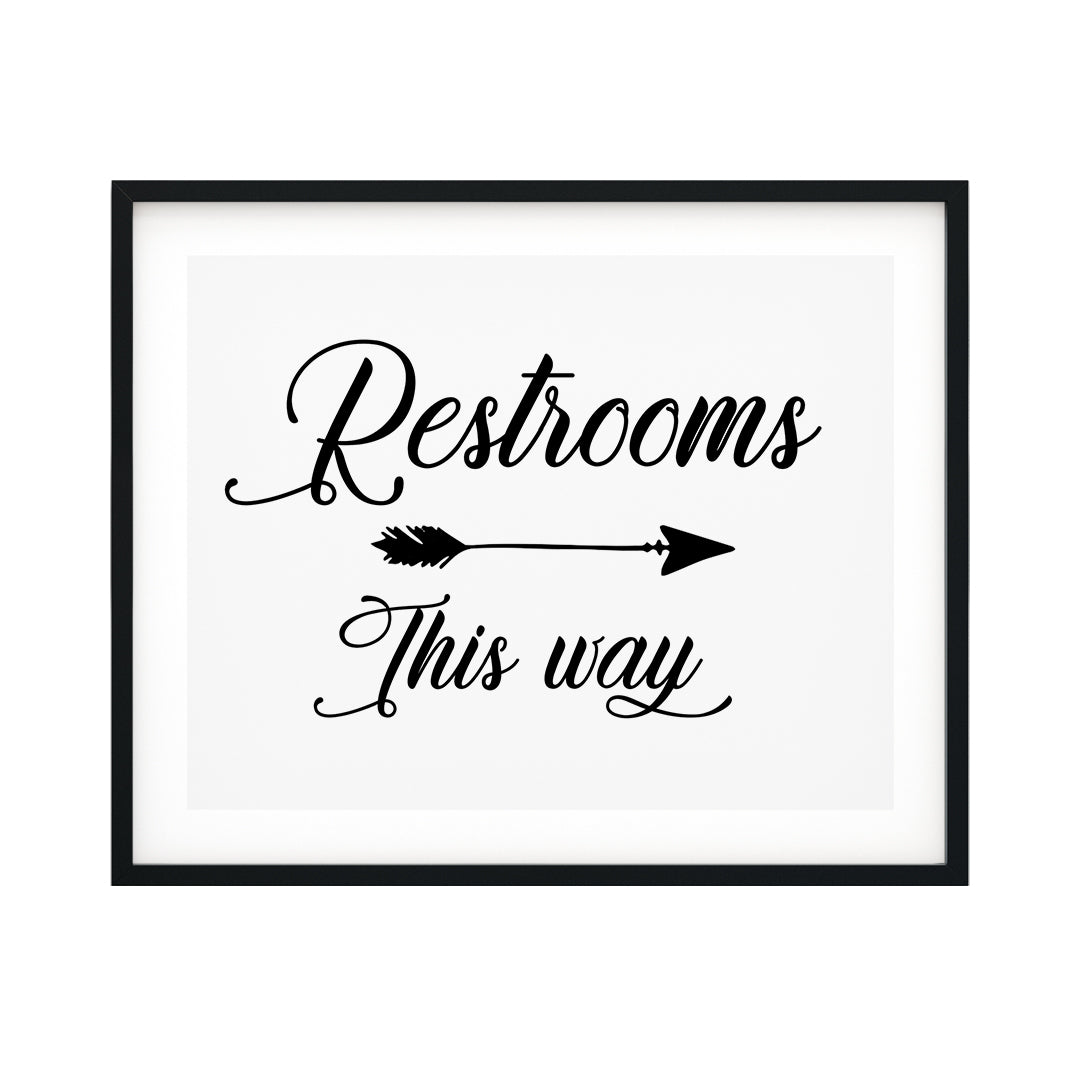 Restrooms This Way (Cursive Right Arrow) UNFRAMED Print Business & Events Decor Wall Art