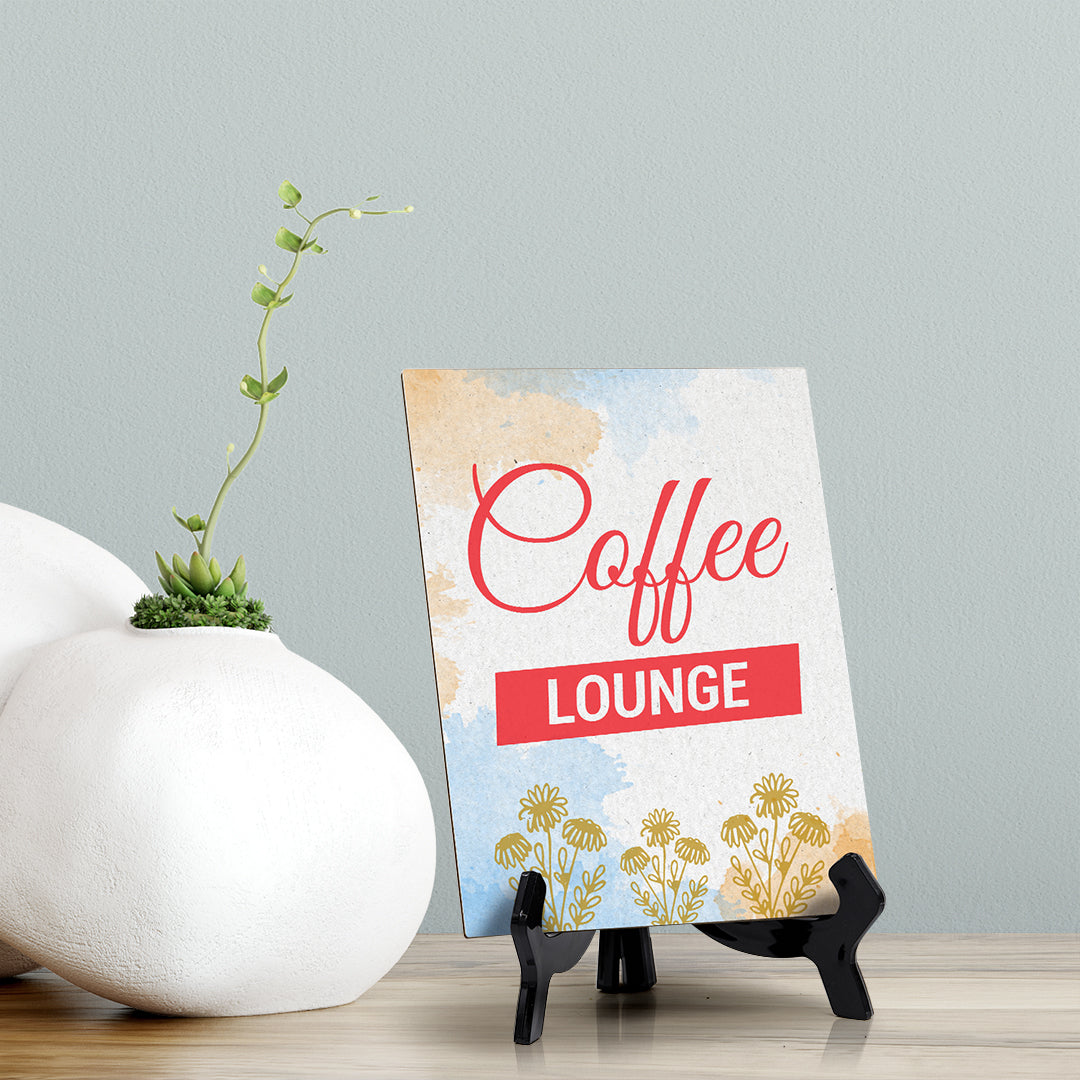 Signs ByLita Coffee Lounge, Blue Watercolor Table Sign (6 x 8")